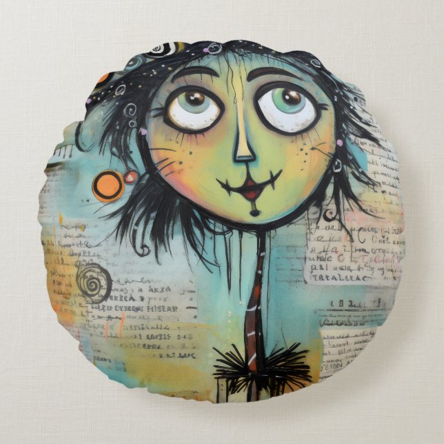 ArtLady 9 Charmant en bedroefd Rond Kussen (Voorkant)
