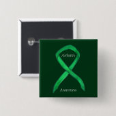 Artritis Bewustheid Groen lint Aangepast lintje Vierkante Button 5,1 Cm (Voorkant /achterkant)