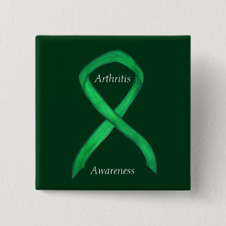 Artritis Bewustheid Groen lint Aangepast lintje Vierkante Button 5,1 Cm