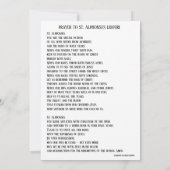 Artritis Patron Saint Alphonsus Prayer Religie Kaart (Achterkant)