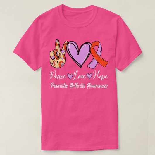 Artritis psoriatica Peace Love Hope Lavender Oran T-shirt (Design voorkant)