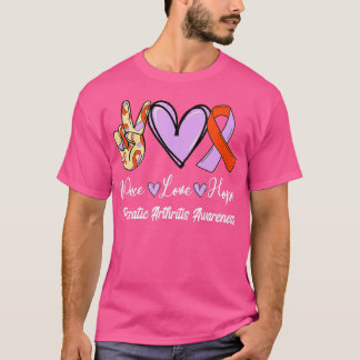 Artritis psoriatica Peace Love Hope Lavender Oran T-shirt