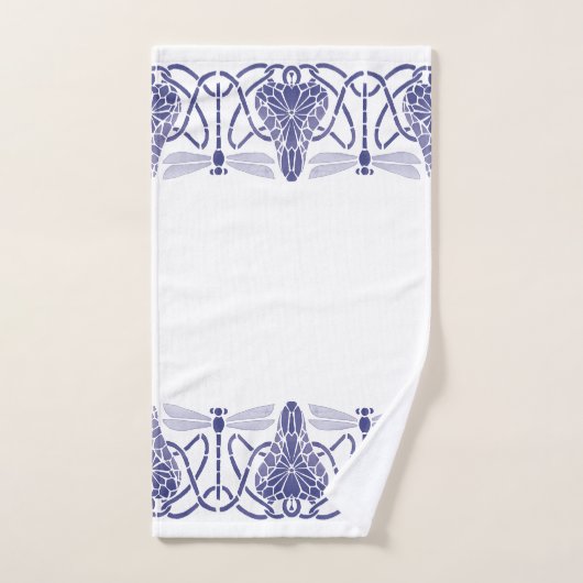 Arts and Crafts Blauwe & Witte Dragonflies Frieze Bad Handdoek (Handdoek)