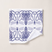 Arts and Crafts Blauwe & Witte Dragonflies Frieze Bad Handdoek (Wasdoekje)