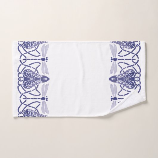 Arts and Crafts Blauwe & Witte Dragonflies Frieze Bad Handdoek (Handdoek)