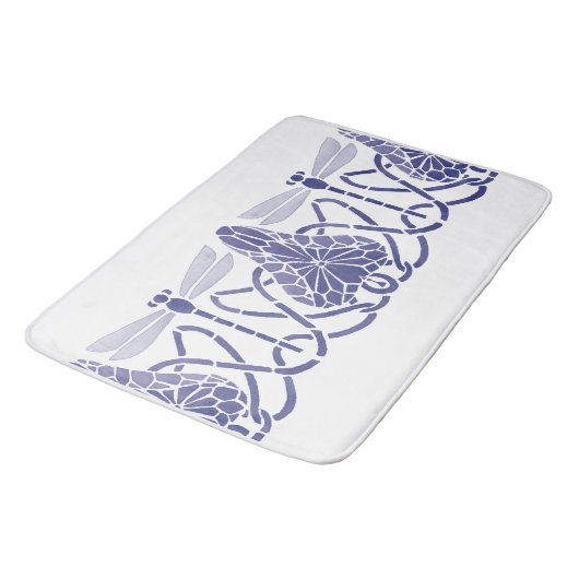 Arts and Crafts Blauwe & Witte Dragonflies Frieze Badmat (Gekanteld)