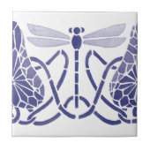 Arts and Crafts Blauwe & Witte Dragonflies Frieze Tegeltje (Voorkant)