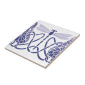 Arts and Crafts Blauwe & Witte Dragonflies Frieze Tegeltje (Zijkant)