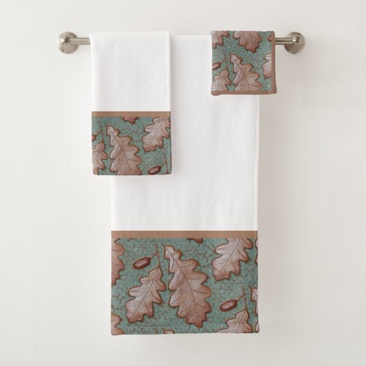 Arts and Crafts Eikenblad Badhanddoek set Bad Handdoek (Insitu)