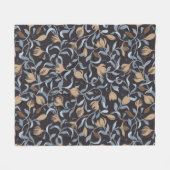 Arts and Crafts Geïnspireerd Blauw en Goud Bloemen Fleece Deken (Voorkant (Horizontaal))