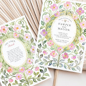 Arts and Crafts Pink Floral Watercolor Wedding Kaart