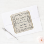 Arts and Crafts Style Bookplate (gepersonaliseerd) Vierkante Sticker (Envelop)