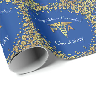 Arts Assistent Afgestudeerd Blauw Goud Cadeaupapier