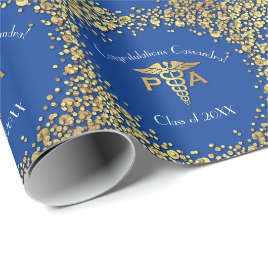Arts Assistent Afgestudeerd Blauw Goud Cadeaupapier (Rol Hoek)