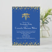 Arts Assistent Afstuderen Blauw Goud Kaart (Staand voorkant)