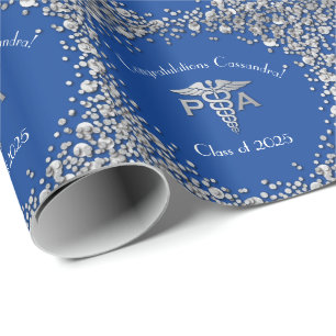 Arts Assistent PA Afstuderen Blauw Zilver Cadeaupapier