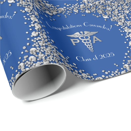 Arts Assistent PA Afstuderen Blauw Zilver Cadeaupapier (Rol Hoek)