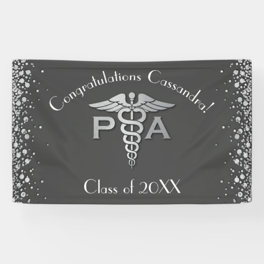 Arts Assistent PA Afstuderen Grijs Zilver Spandoek (Horizontaal)