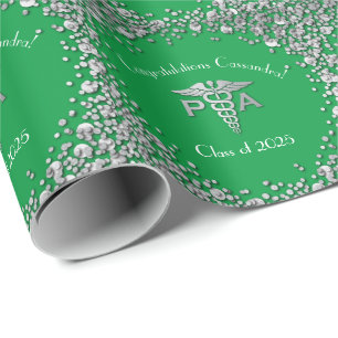 Arts Assistent PA Afstuderen Groen Zilver Cadeaupapier