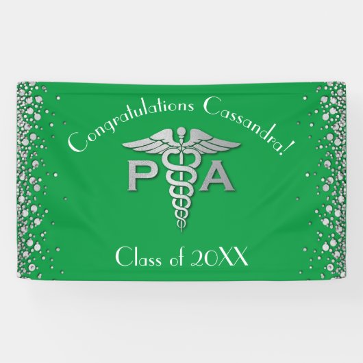Arts Assistent PA Afstuderen Groen Zilver Spandoek (Horizontaal)