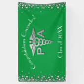 Arts Assistent PA Afstuderen Groen Zilver Spandoek (Verticaal)