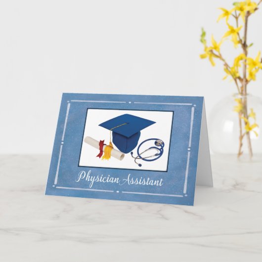 Arts Asst Afstuderen Pet Diploma Stethoscoop Kaart (Gele Bloem)