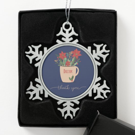 Arts bedankt voor kerstcadeautjes tin sneeuwvlok ornament (Kistje)