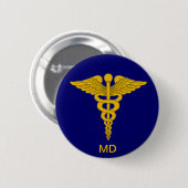 Arts Caduceus Button (Voorkant /achterkant)