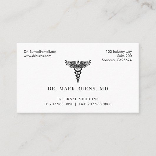 Arts Caduceus Zaken en afspraak Visitekaartje (Voorkant)