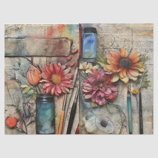 Arts & Craft geïnspireerd bloemenweefsel papier (Voorkant)