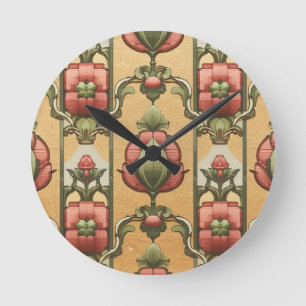 Arts & Crafts Craftsman en Mission frieze bloemmot Ronde Klok