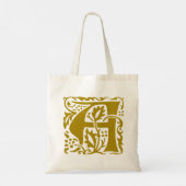 Arts Crafts Geel William Morris Monogram Tote Bag (Achterkant)