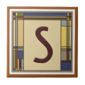 Arts & Crafts geometrisch Initiaal S Tegeltje (Voorkant)
