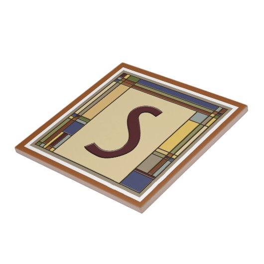 Arts & Crafts geometrisch Initiaal S Tegeltje (Zijkant)