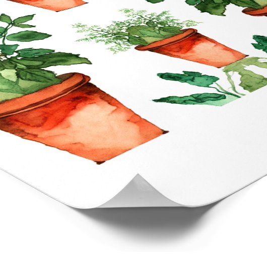Arts & Crafts Kitchen Herbs Pattern Poster (Hoek)