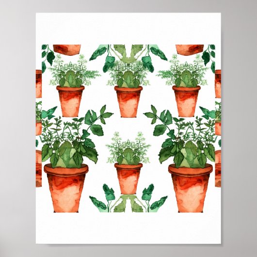Arts & Crafts Kitchen Herbs Pattern Poster (Voorkant)