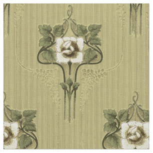 Arts & Crafts, Missie Stijl Witte Bloemen Patroon Stof