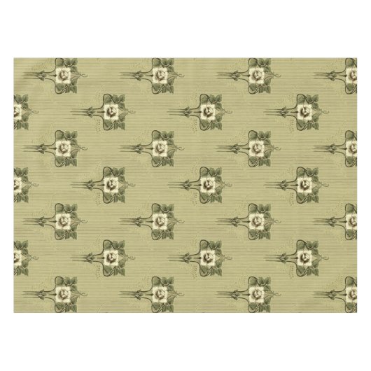 Arts & Crafts, Missie Stijl Witte Bloemen Patroon Tafelkleed (Voorkant (Horizontaal))