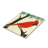 Arts & Crafts of Craftsman 1907 Red Cardinaal Bird Tegeltje (Zijkant)
