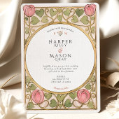 Arts & Crafts Roze Tulp & Harten Trouwen Kaart