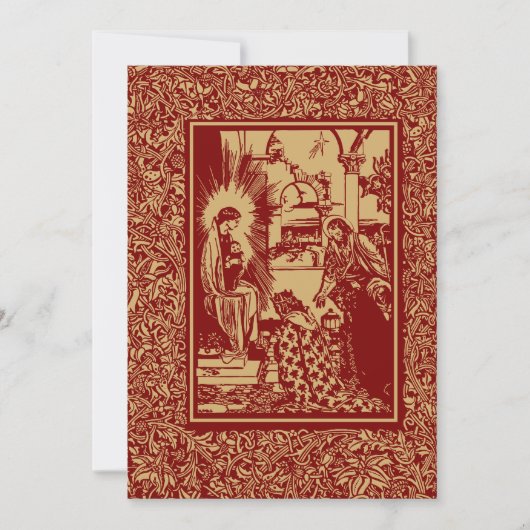 Arts & Crafts stijl 1896 Kerstmis Geboorte Feestdagenkaart (Voorkant)