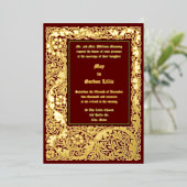 Arts & Crafts Stijl 1905 Bloemen Foliage Huwelijk Folie Uitnodiging (Staand Voorkant)