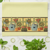 Arts & Crafts stijl tuin potplanten fries Theedoek (Gevouwen)