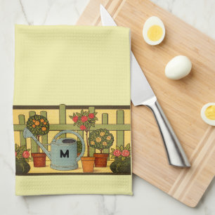 Arts & Crafts stijl tuin potplanten fries Theedoek