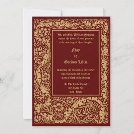 Arts & Crafts Style 1905 Floral Foliage Wedding Kaart