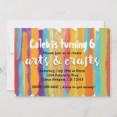 Arts & Crafts Waterverf Paint Party Invitation Kaart (Voorkant)