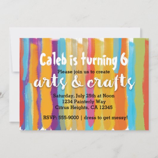 Arts & Crafts Waterverf Paint Party Invitation Kaart (Voorkant)