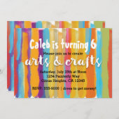 Arts & Crafts Waterverf Paint Party Invitation Kaart (Voorkant / Achterkant)