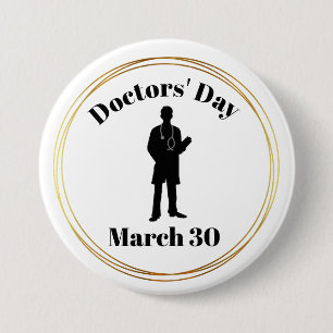Arts Day Male Doctor Silhouette Button