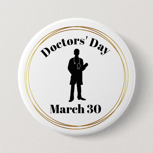 Arts Day Male Doctor Silhouette Button (Voorkant)